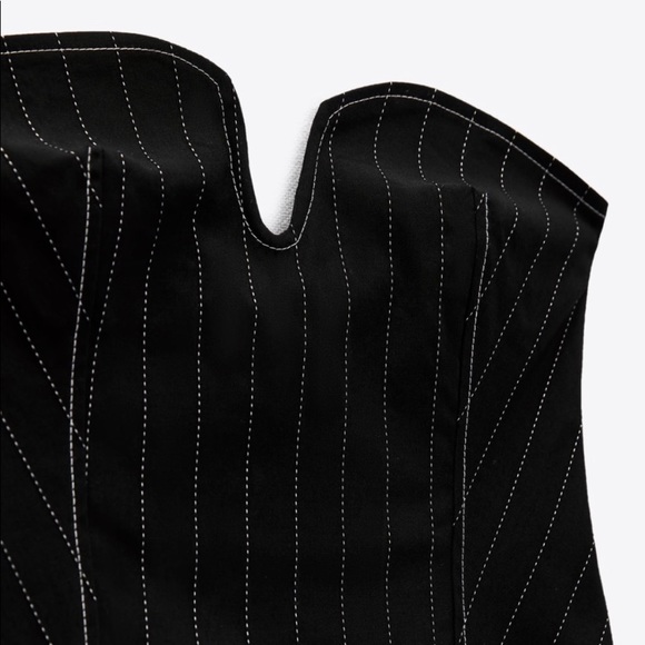 ZARA SHORT PINSTRIPE DRESS BLACK SIZE XL - Picture 5 of 6